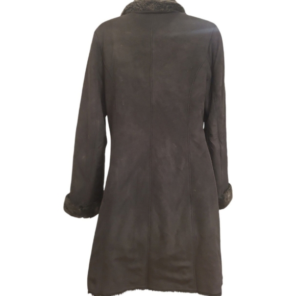 Elegant Black Coat with Faux Fur Scarf and Trim designer Ellen Tracy size small - Picture 6 of 11